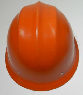 VINTAGE orange ALUMINUM BULLARD 502 Hard Hat IRONWORKER 3