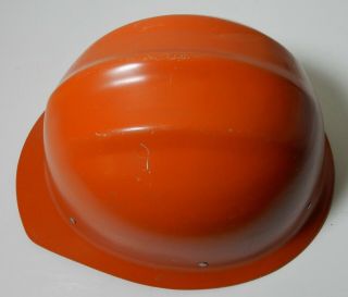 VINTAGE orange ALUMINUM BULLARD 502 Hard Hat IRONWORKER 4