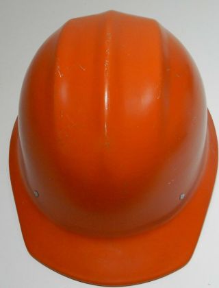 VINTAGE orange ALUMINUM BULLARD 502 Hard Hat IRONWORKER 5