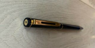 Vintage Waterman Ballpoint Pen Blue And Black Marble With Gold Trim