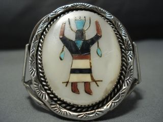 Huge Vintage Navajo Turquoise Coral Sterling Silver Native American Bracelet