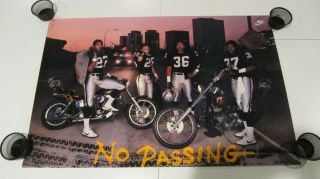Vintage 1980s Nike Nfl " No Passing " Oakland Raiders Football Poster - 36 X 24 In