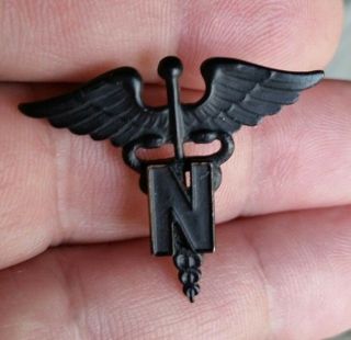 Ww2 Nurse Corps Us Army Officers Pin Caduceus Black