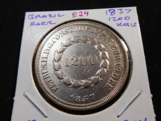 E24 Brazil 1837 1200 Reis Rare Mintage:6,  304