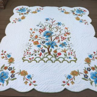 Vintage Retro Tree Of Life Appliqué Quilt Colors Keepsake