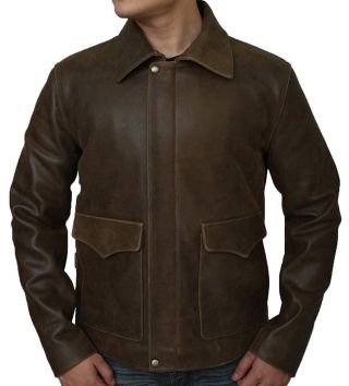 Indiana Jones Harrison Ford Brown Vintage Sheep Skin Real Leather Jacket 6