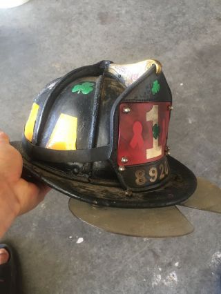 Vintage Cairns Leather Fdny Fire Helmet