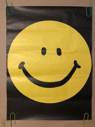Smiley Face Vintage Blacklight Poster Psychedelic Yellow Retro
