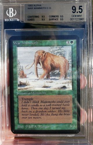 Vintage Magic | Mtg Bgs 9.  5 Alpha War Mammoth,  Quad,