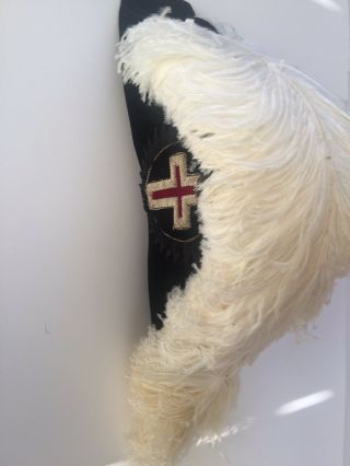 Vtg.  Freemason Masonic Knights Of The Templar Hat W/ Ostrich Feathers Sz.  7 1/4