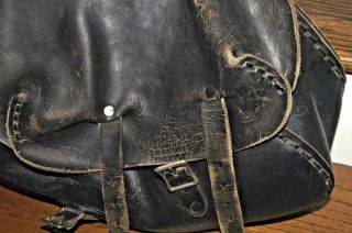 VINTAGE LEATHER MOTORCYCLE SADDLE BAGS BLACK LEATHER 5