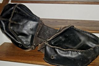 VINTAGE LEATHER MOTORCYCLE SADDLE BAGS BLACK LEATHER 6