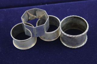 4 X Vintage Hallmarked.  925 Sterling Silver Napkin Rings (95g)
