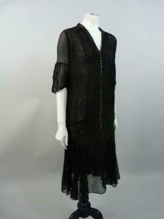 1920s Chiffon And Lace Flapper Dress In - Uk 8 10 12