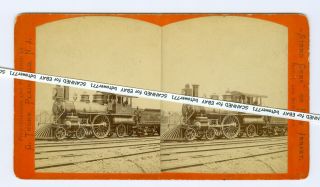 Vintage Stereo View Card Phila & Reading 4 - 2 - 2 507 Bicycle Type Locomotive 1880