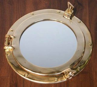 Brass Metal Porthole Nautical Wall Mirror Shabby Vintage Chic Bathroom Home 44cm