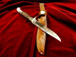 Rare 1977 Western Usa S - H48a Vintage 8.  25 " Bowie Stag Type Hunting Knife & Case