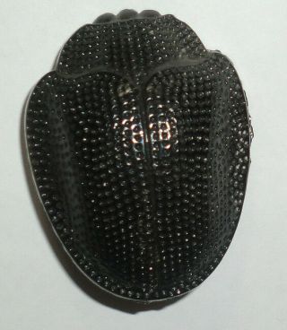 Antique Victorian Mourning Black Glass Scarab Beetle Hat Pin Funeral Bug Insect