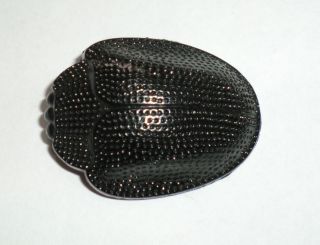Antique Victorian Mourning Black Glass Scarab Beetle Hat Pin Funeral bug Insect 2