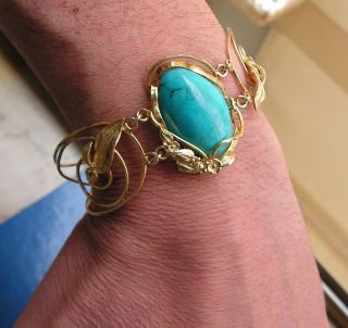 Vintage Sterling Silver Cuff Bracelet Southwestern Design Turquoise