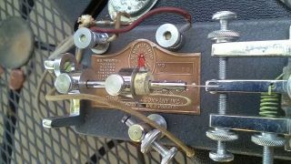 VIBROPLEX Deluxe Telegraph Key Bug Morse w Case 137589 Vintage 1945 6