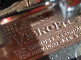 VIBROPLEX Deluxe Telegraph Key Bug Morse w Case 137589 Vintage 1945 7