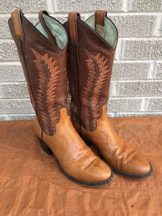 Vintage Larry Mahan Lizard Cowboy Western Boots - Women 