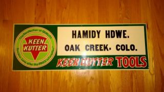 Vintage Keen Kutter Tools Advertising Tin Metal Sign Hamidy Oak Creek Colorado
