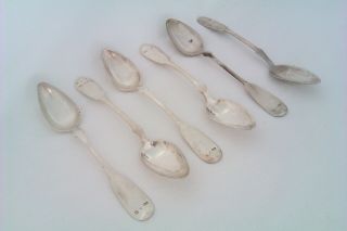 Rare Set Of 6 Solid Silver & Austrian Fiddle Pattern Tea Spoons Prague c1869 3