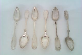 Rare Set Of 6 Solid Silver & Austrian Fiddle Pattern Tea Spoons Prague c1869 4