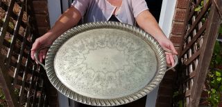 A Large Antique Victorian Silver Plated Serving Tray Stamped With 1894.