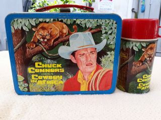 Vintage Rare 1968 Chuck Connors Cowboy In Africa R - 7 Vintage Lunchbox W/ Thermos