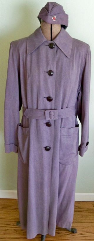 Fabulous Vtg Rare 1950s American Red Cross “standard Raincoat,  Raincap & Pin”—nm