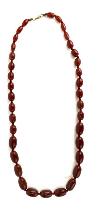 Red Bakelite Flappers Beads Twenties Long Vintage Beach Jewellery Necklace 1920