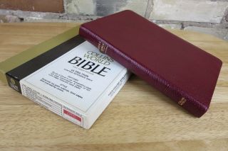 Vintage Collins World Bible,  Kjv Ultrathin Fontana,  Burgundy Top Grain Leather