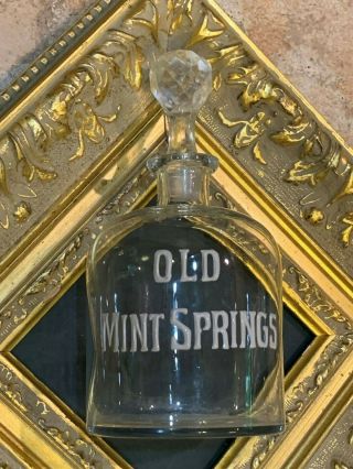 VINTAGE OLD SPRINGS DISTILLERY WHISKEY BOTTLE GLASS STOPPER EVANSVILLE IN 3