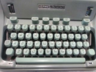 Vintage 1960s Hermes 3000 Pale Green Typewriter Smooth