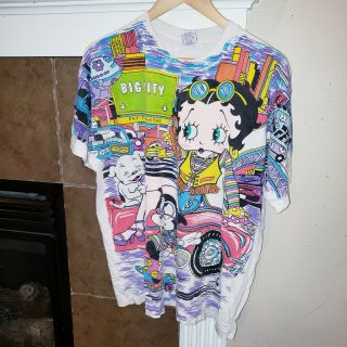 Vintage 1993 Freeze Betty Boop Vibrant Colors Graphic T Shirt Single Stitch Xl
