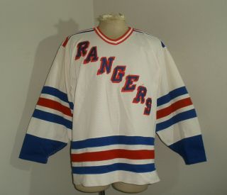 Vintage Ccm York Rangers Center Ice Fight Strap Nhl Usa Made Jersey 48