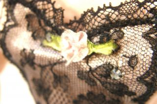 VINTAGE 1950 ' S MADAME ALEXANDER TAGGED CISSY DOLL CORSET TEDDY PINK w/BLACK LACE 4