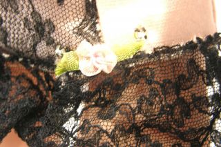 VINTAGE 1950 ' S MADAME ALEXANDER TAGGED CISSY DOLL CORSET TEDDY PINK w/BLACK LACE 5