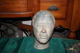 Vintage Sculpture Life Size Bust Of Man - Life Death Bust - White Male - Combed Hair