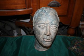 Vintage Sculpture Life Size Bust Of Man - Life Death Bust - White Male - Combed Hair 2