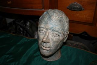 Vintage Sculpture Life Size Bust Of Man - Life Death Bust - White Male - Combed Hair 3