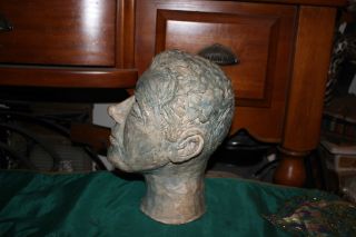 Vintage Sculpture Life Size Bust Of Man - Life Death Bust - White Male - Combed Hair 4