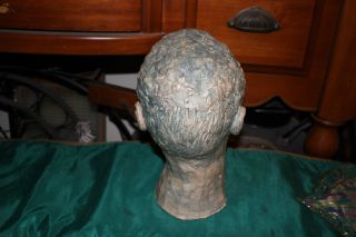 Vintage Sculpture Life Size Bust Of Man - Life Death Bust - White Male - Combed Hair 5