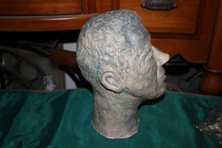Vintage Sculpture Life Size Bust Of Man - Life Death Bust - White Male - Combed Hair 6
