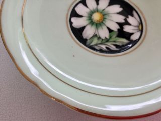 Vtg Paragon Large White Daisy Black green Tea Cup Saucer crest By Appt. 3