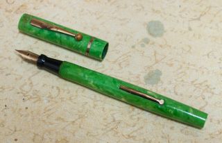 Vintage Mabie - Todd Swallow Fountain Pen In Light Jade,  14ct Nib