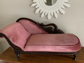 Gorgeous Child Size Antique Victorian Swan Fainting Couch - Chaise Lounge Chair